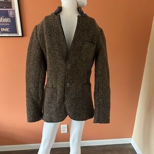 FRANCESCHINI Italian men’s brown knit cardigan blazer